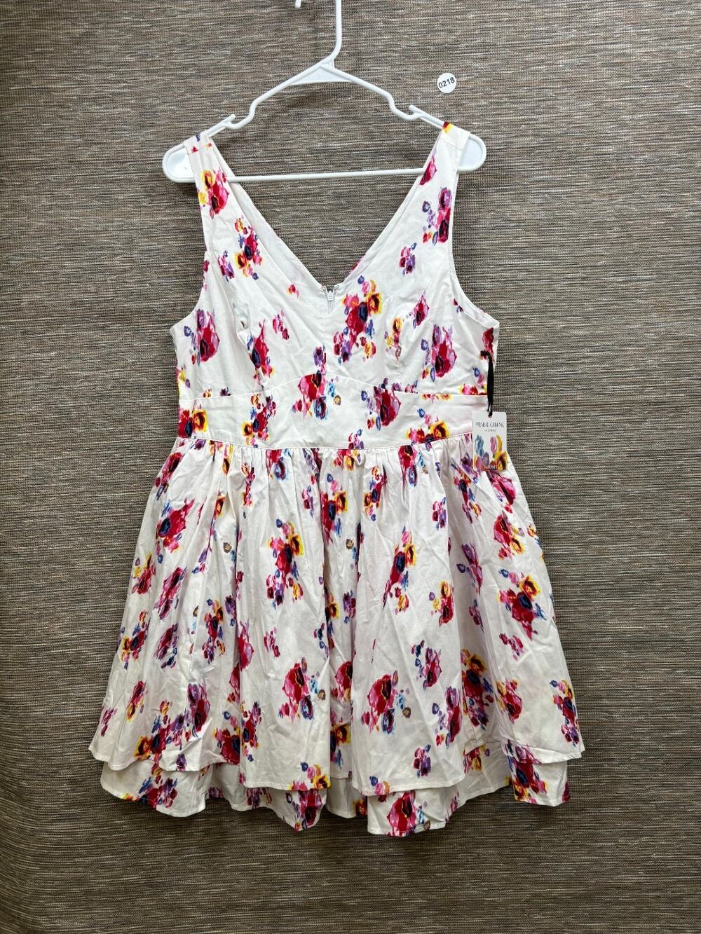Prabal Gurung For JCPenny Floral Sun Dress Womens Size 12 White Multi V-Neck NEW